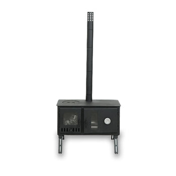 Outbacker® Firebox Range Eco Burn Oven Tent Stove & Complete 2.66m Flue Kit | 3.5kw 20.5kg