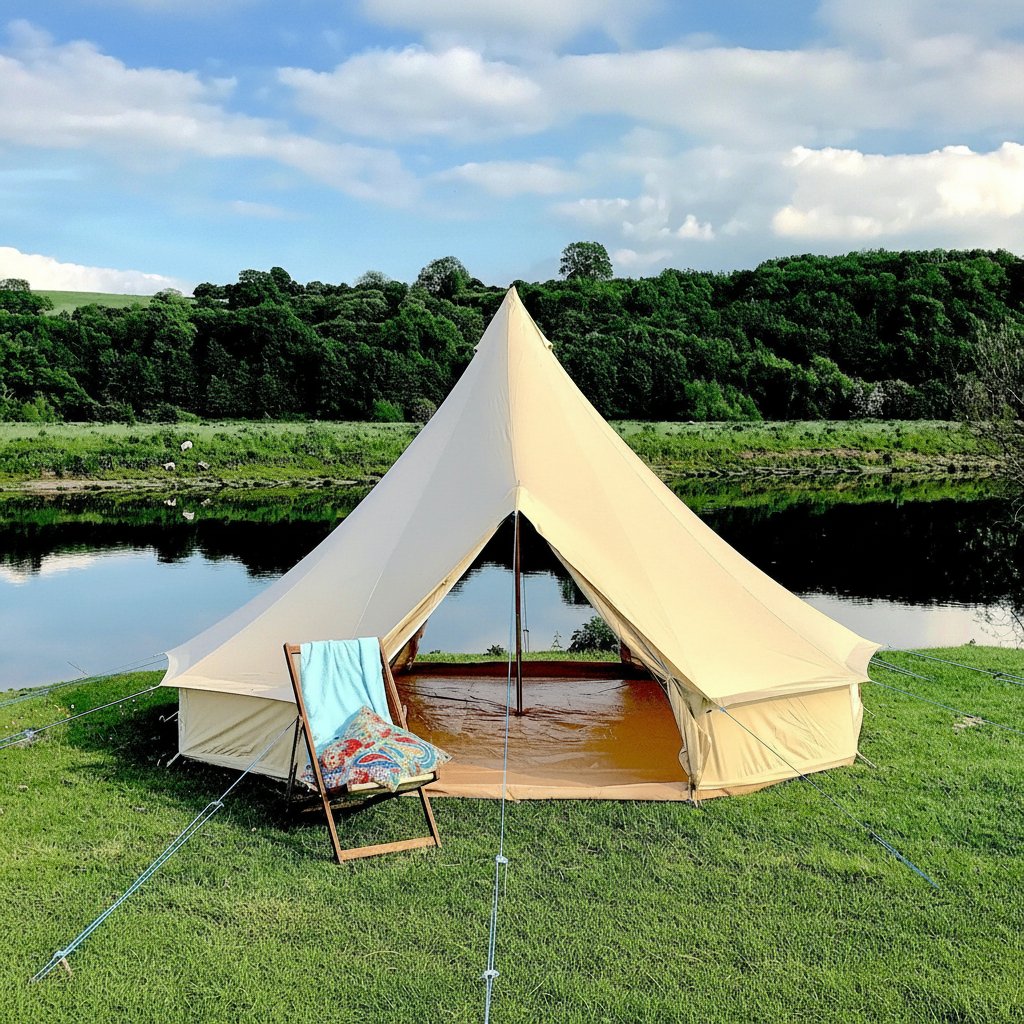 6m Bell Tent 285gsm 100% Natural Canvas | Twin Door