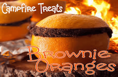 Campfire Cakes | Hollowed Out Oranges Filled With Brownie.