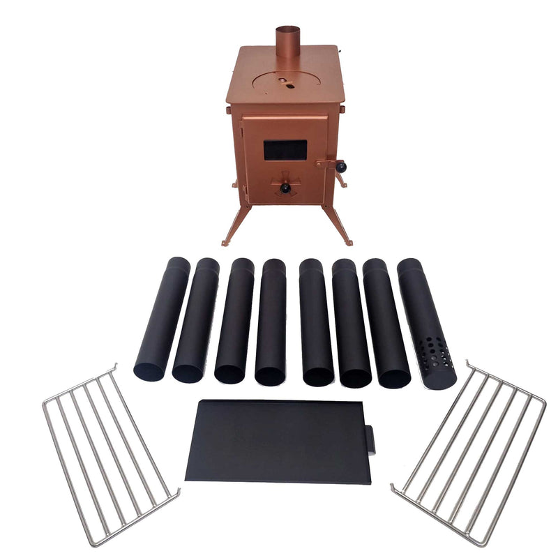 Outbacker® Firebox Portable Tent Stove & Complete 2.68m Flue Kit | 3.5