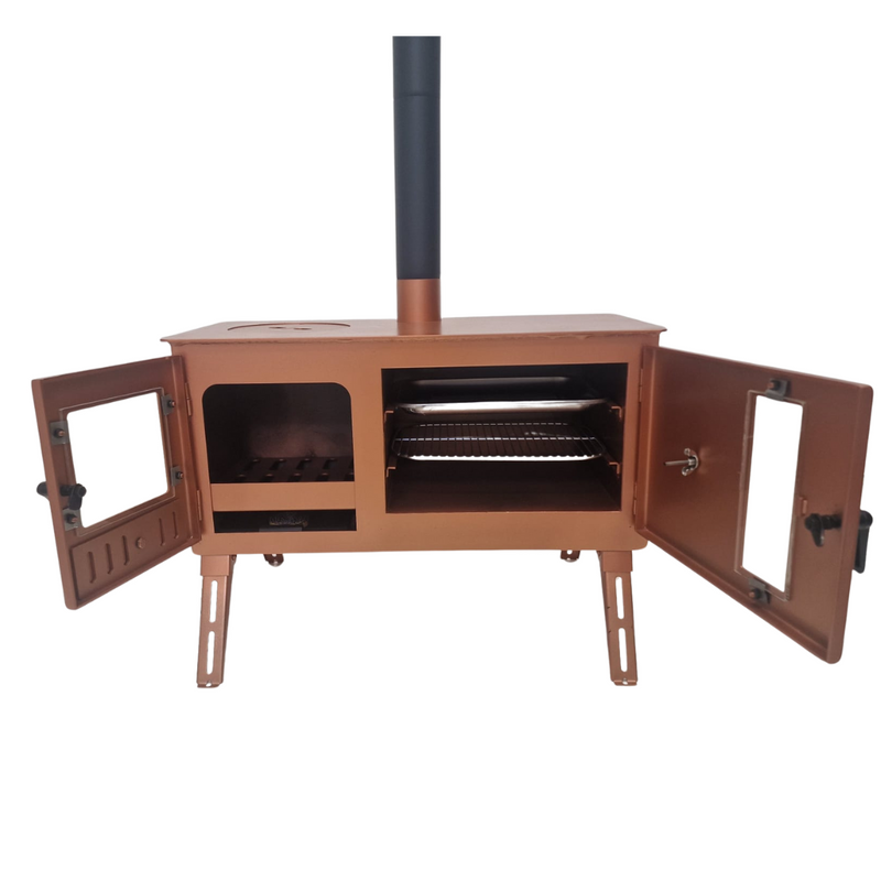 Outbacker® Firebox Range Oven Tent Stove & Complete 2.66m Flue Kit | 3