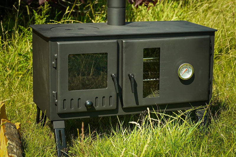 Outbacker® Firebox Range Eco Burn Oven Tent Stove & Complete 2.66m Flu