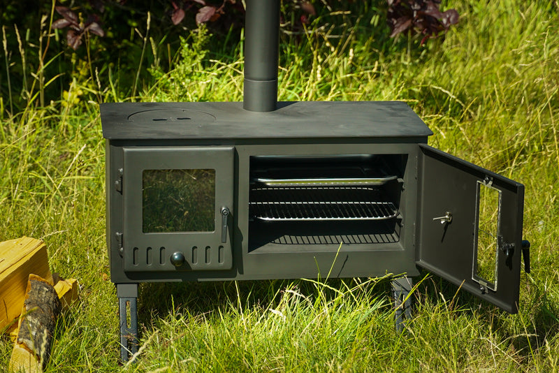 Outbacker® Firebox Range Eco Burn Oven Tent Stove & Complete 2.66m Flu