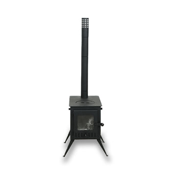 Outbacker® Firebox Vista Large Window Portable Tent Stove & Complete 2.68m Flue Kit | 3.5kw 12kg