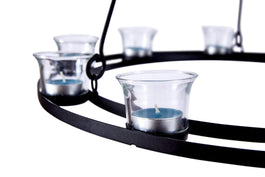 Single Tier Tea Light Chandelier Clear Glass Glamping