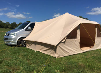 4.4m x 3m DubPod™ 'Roamer' 285gsm 100% natürliches Segeltuch | Wohnmobil-Markise und StoveMate